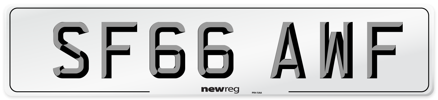 SF66 AWF Number Plate from New Reg